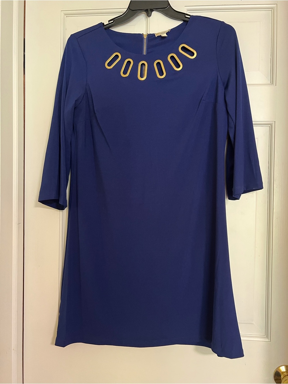 Haani Royal Blue Midi Dress with Gold Oval Accents